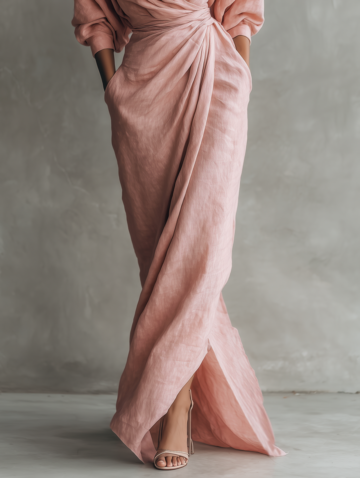 sarah | Minimalist Linen Blend Maxi Dress