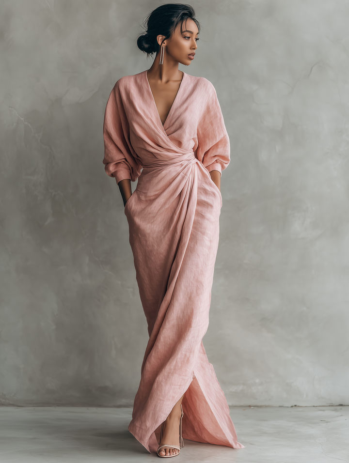 sarah | Minimalist Linen Blend Maxi Dress