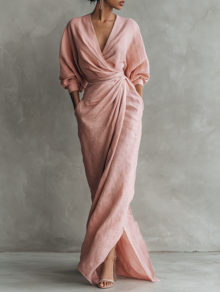 sarah | Minimalist Linen Blend Maxi Dress