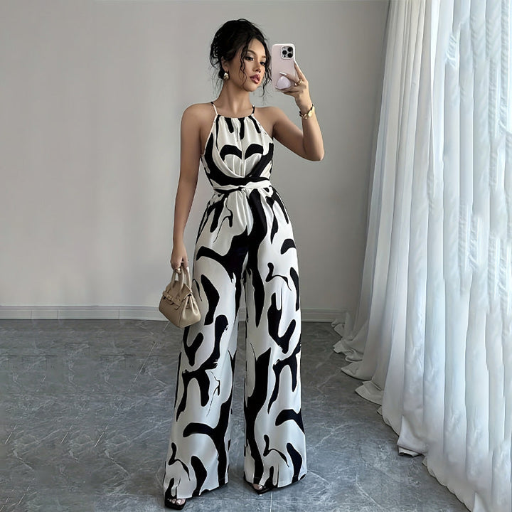 halter | neck loose jumpsuit