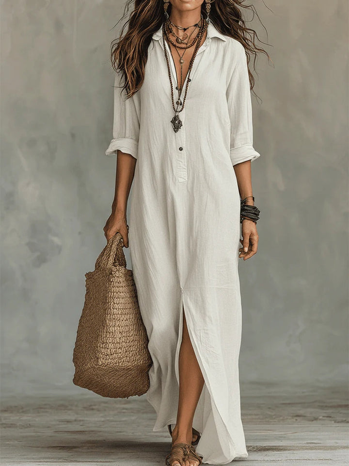 Soline™ | Loose-Fitting Black Maxi Dress