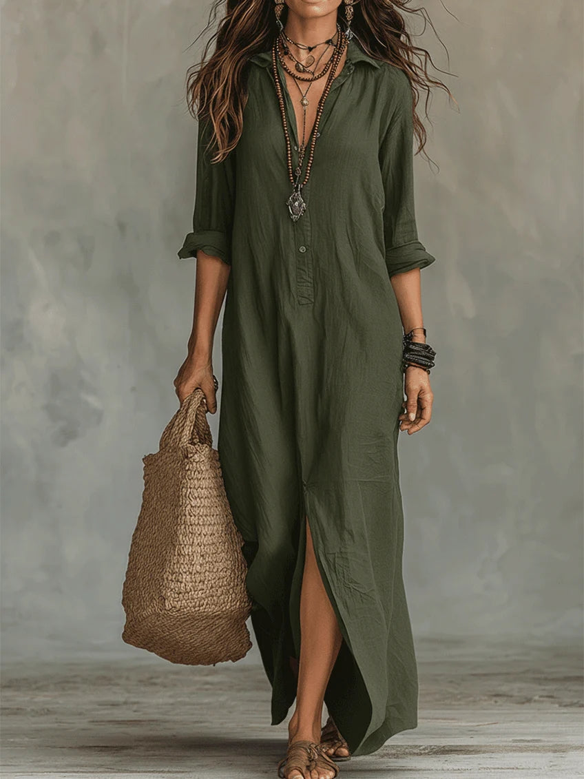 Soline™ | Loose-Fitting Black Maxi Dress