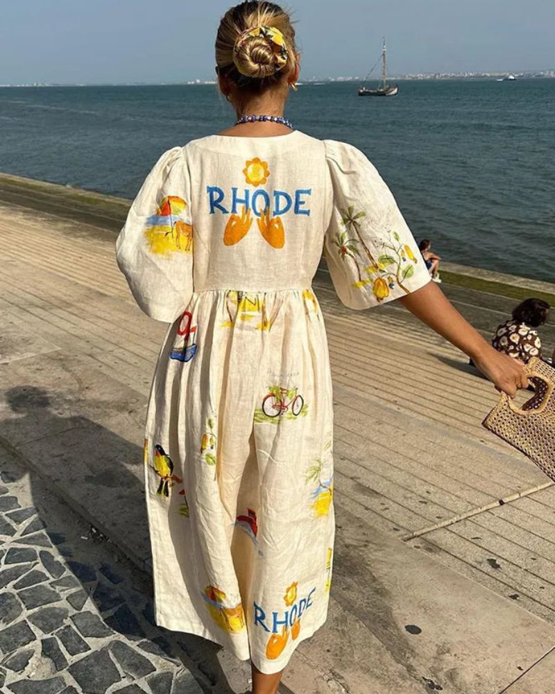 ANNI - Printed linen dress