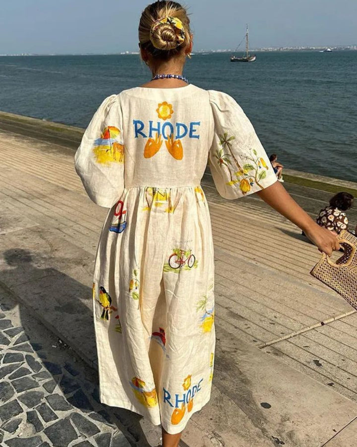 ANNI - Printed linen dress