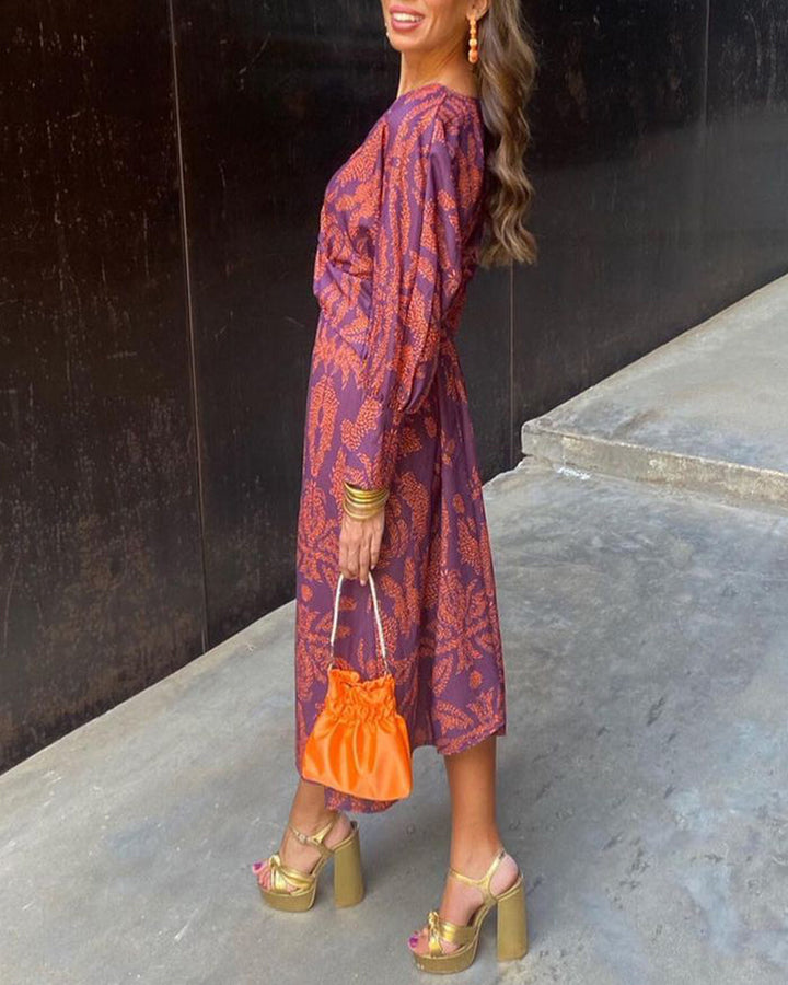 Isadora – Elegant Midi Dress with Timeless Charm Print