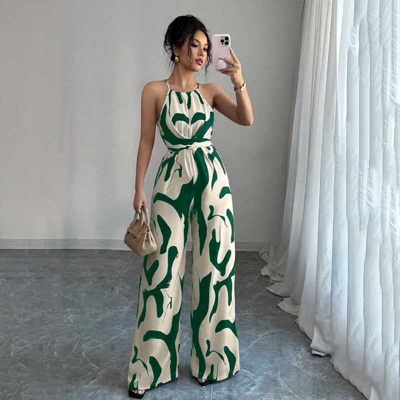 halter | neck loose jumpsuit