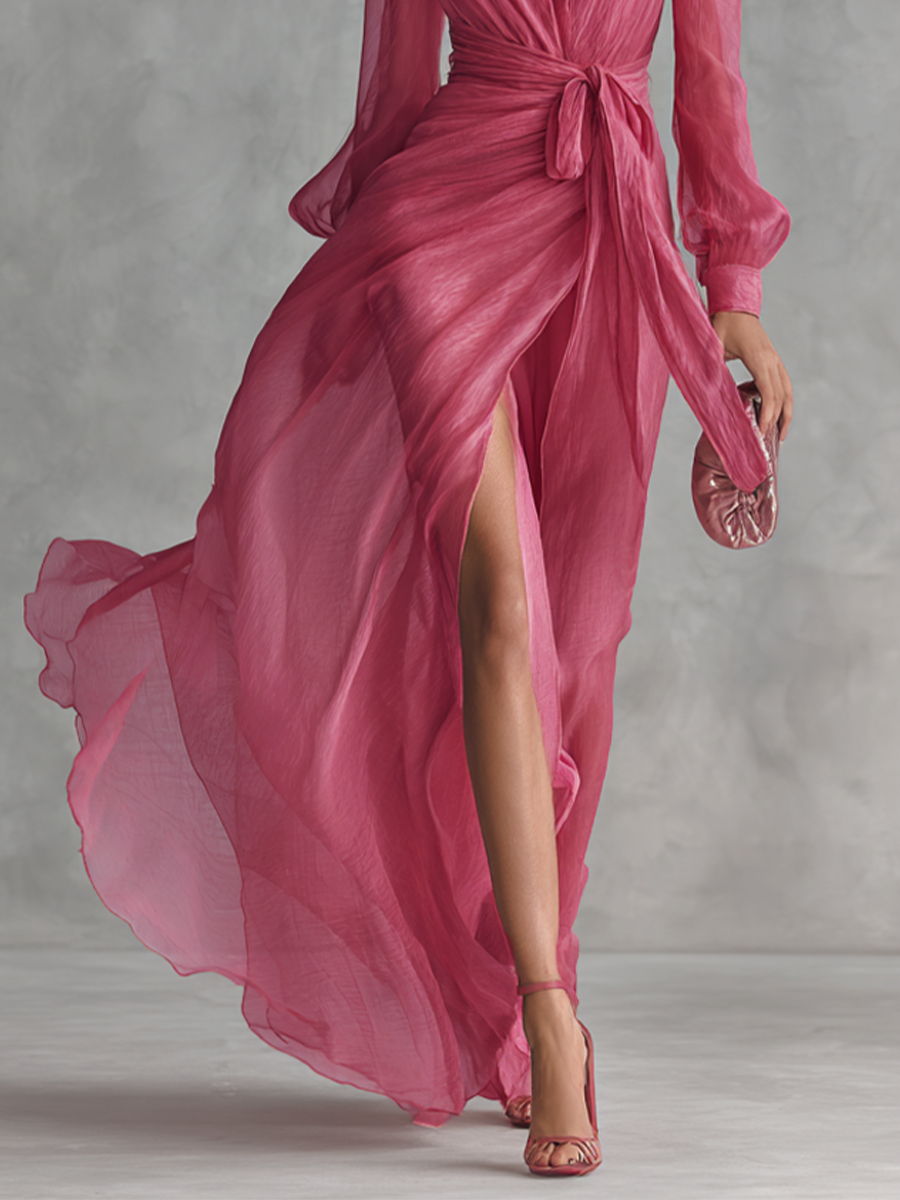 CELESTE | Women's Chiffon V-Neck Maxi Dress