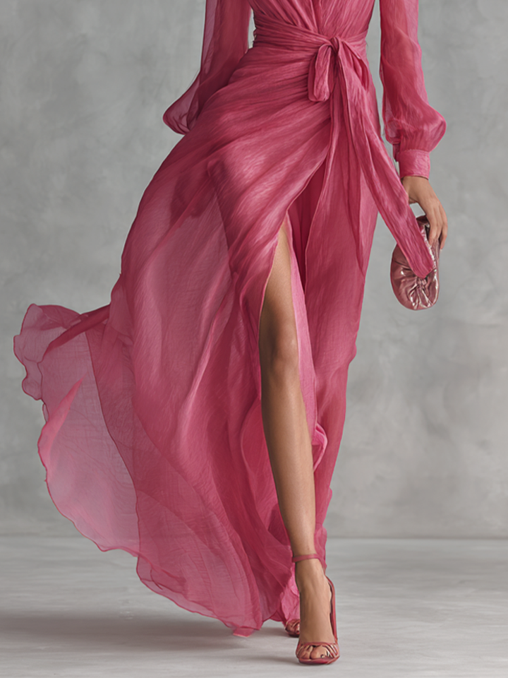 CELESTE | Women's Chiffon V-Neck Maxi Dress