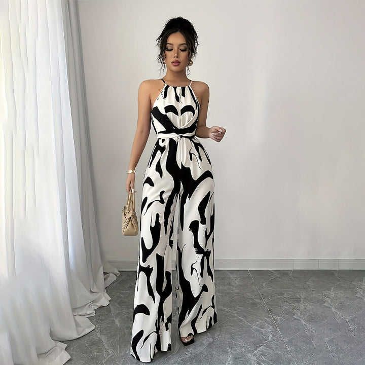 halter | neck loose jumpsuit