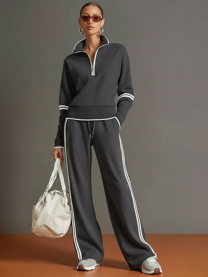 Marietta – Sweatshirt and Wide Leg Pants – Dark Gray