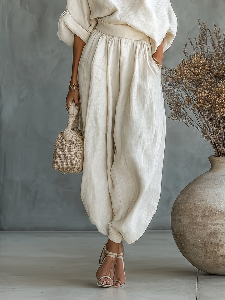 LUNA | Women's Off-White Linen Two-Piece Set