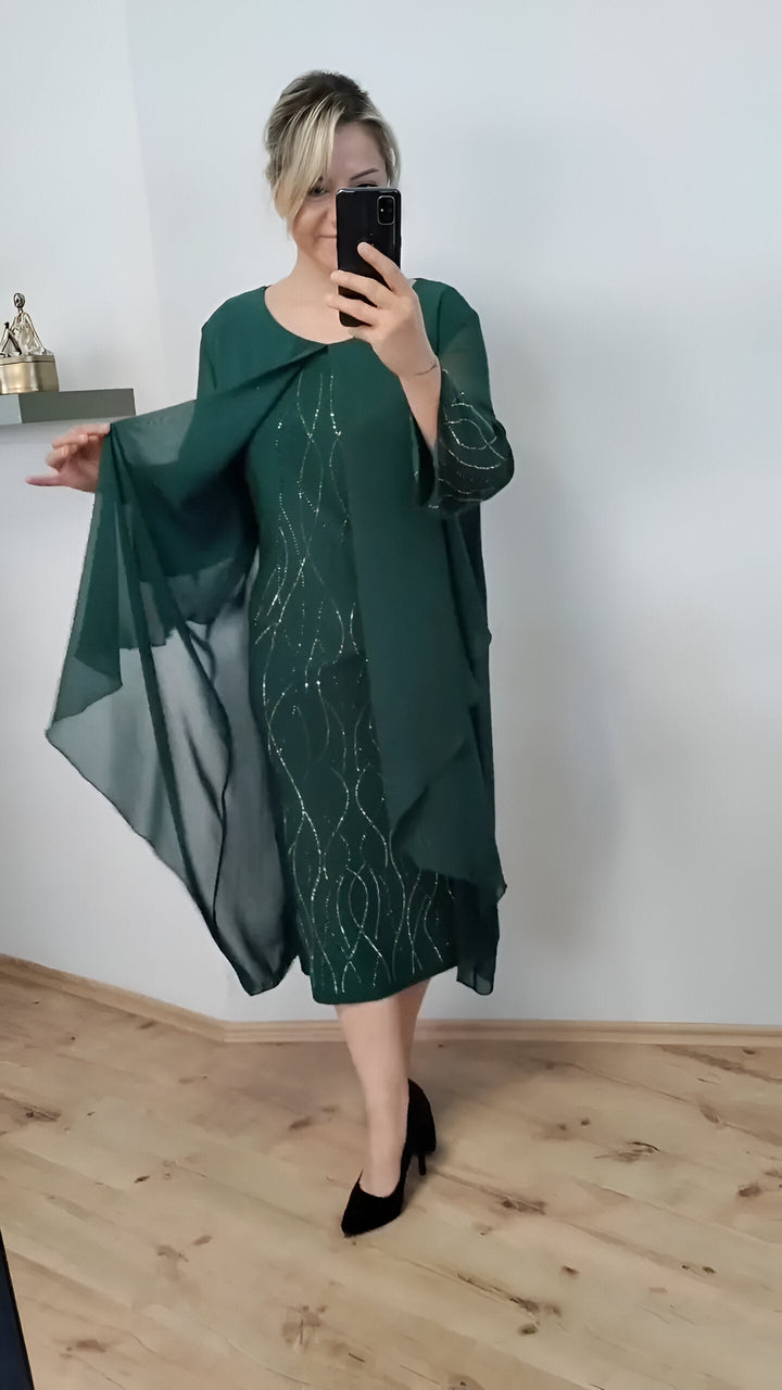 Claudia™ - Elegante vloeiende jurk met overlay