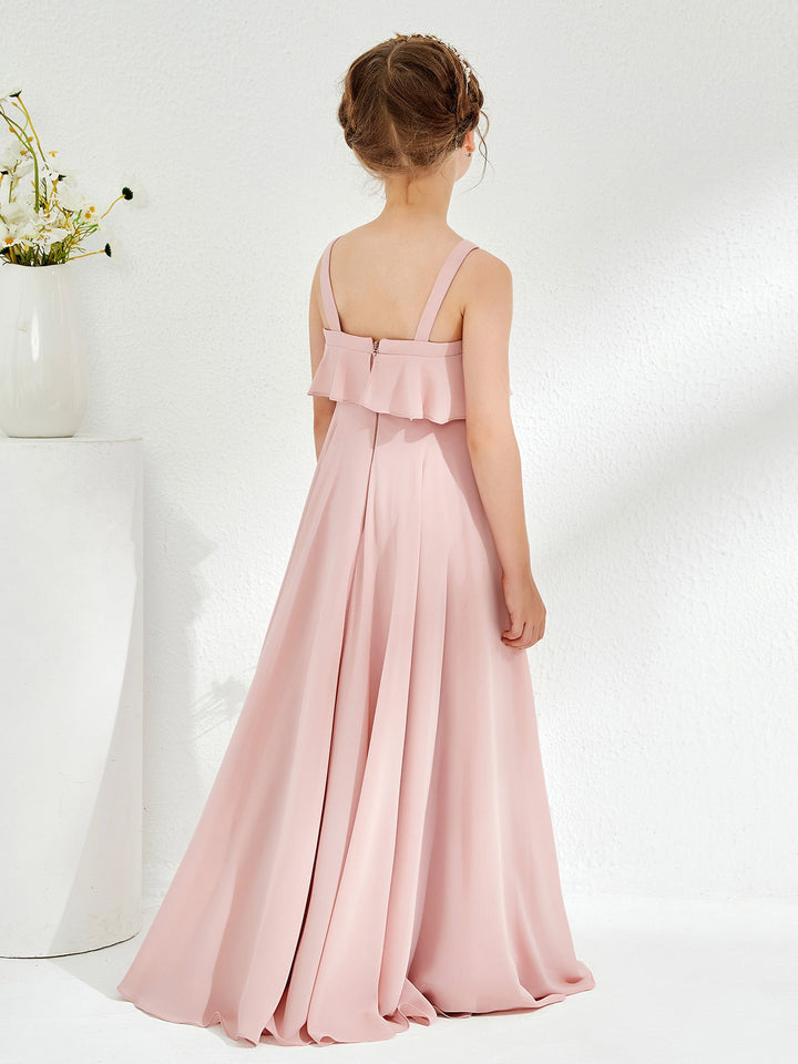 Shoulder Straps Junior Bridesmaid Dresses Dusty Rose