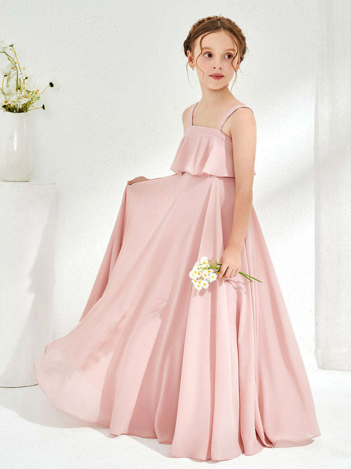 Shoulder Straps Junior Bridesmaid Dresses Dusty Rose