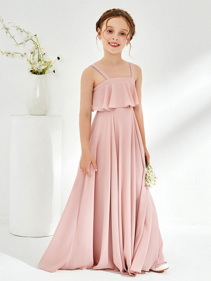 Shoulder Straps Junior Bridesmaid Dresses Dusty Rose