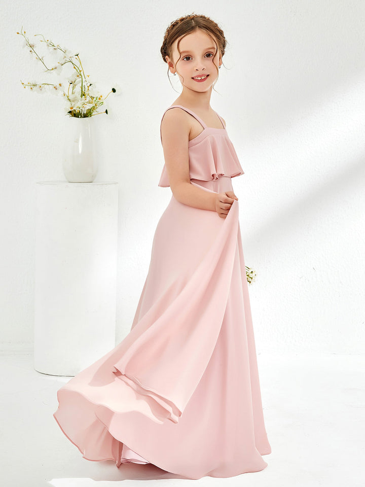 Shoulder Straps Junior Bridesmaid Dresses Dusty Rose