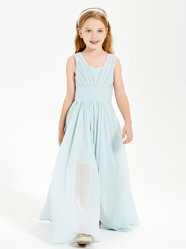 Long Elegant V-neck Bridesmaid Dresses For Juniors Mist