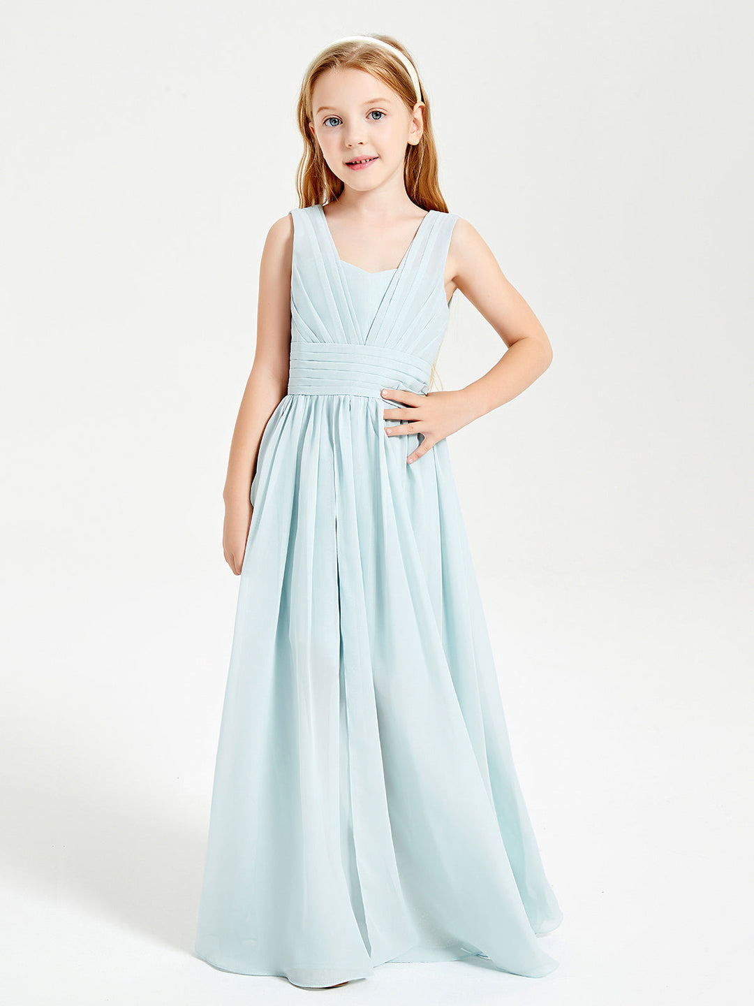 Long Elegant V-neck Bridesmaid Dresses For Juniors Mist