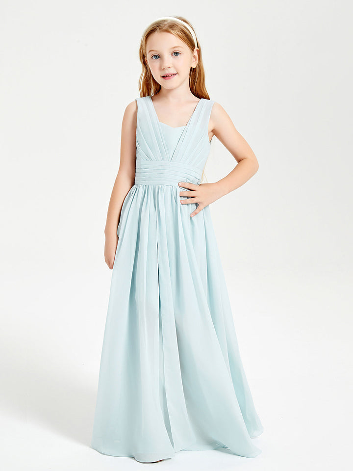 Long Elegant V-neck Bridesmaid Dresses For Juniors Mist