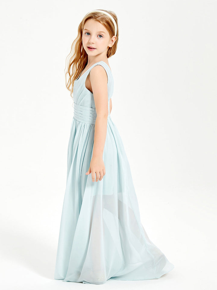 Long Elegant V-neck Bridesmaid Dresses For Juniors Mist