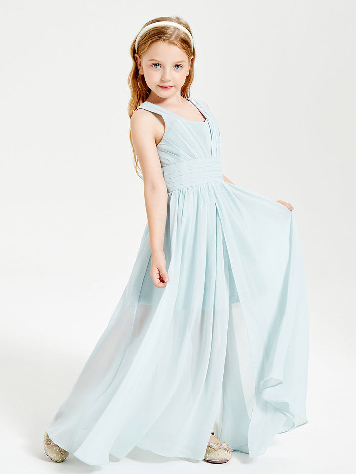Long Elegant V-neck Bridesmaid Dresses For Juniors Mist