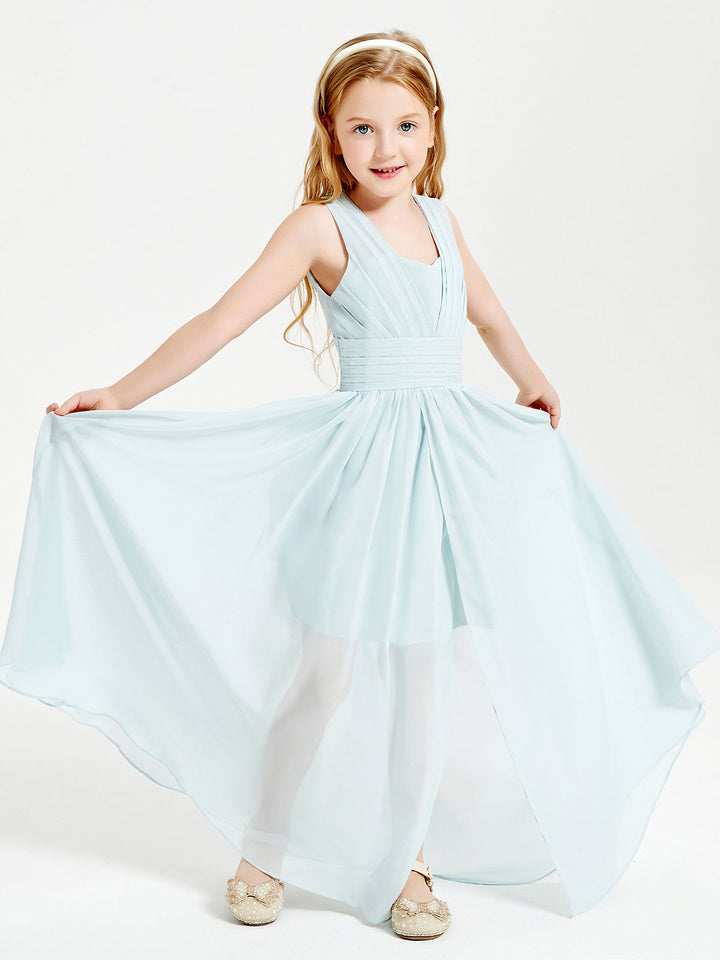 Long Elegant V-neck Bridesmaid Dresses For Juniors Mist
