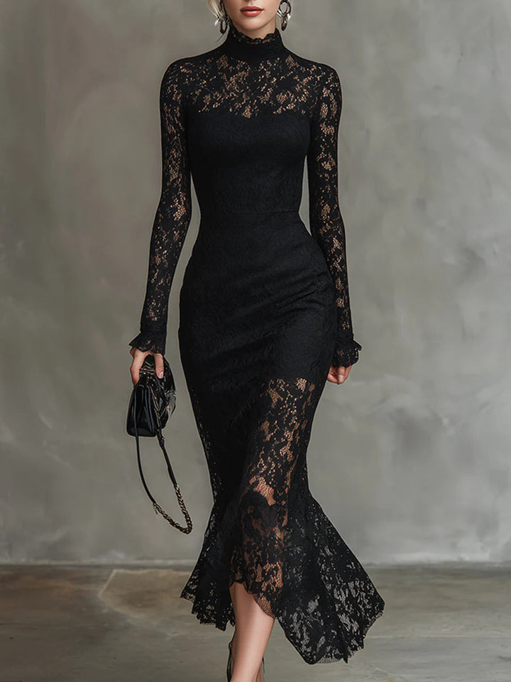 Lisa | Long Lace Dress with a Flared Hem