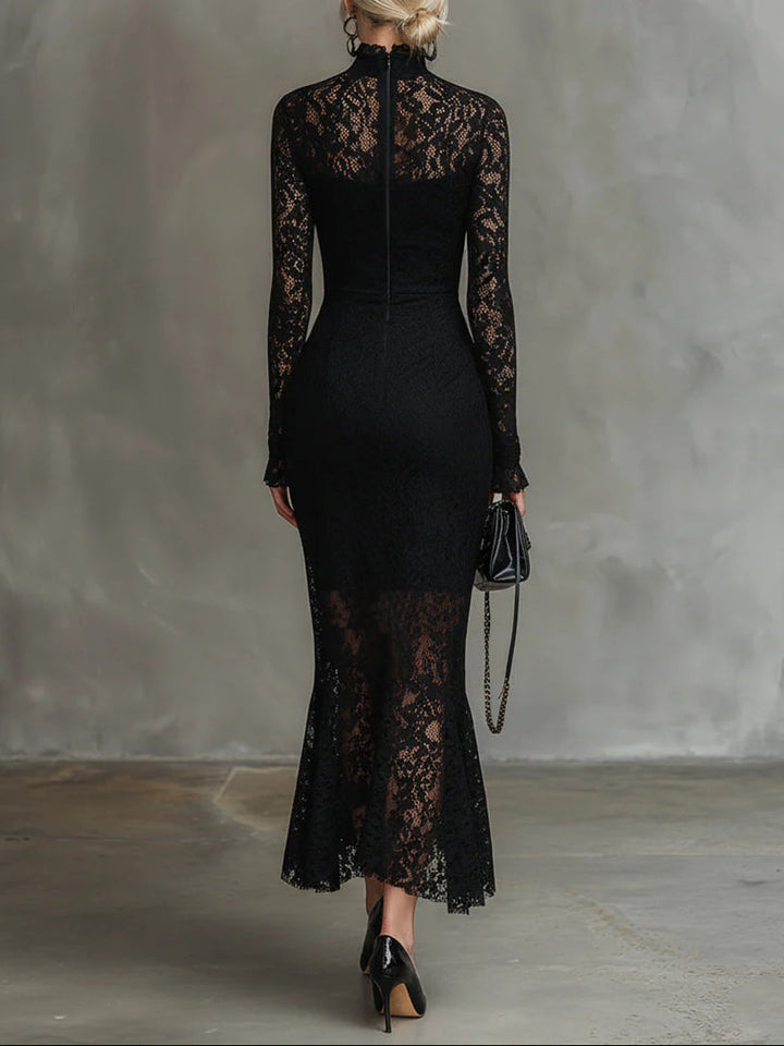 Lisa | Long Lace Dress with a Flared Hem
