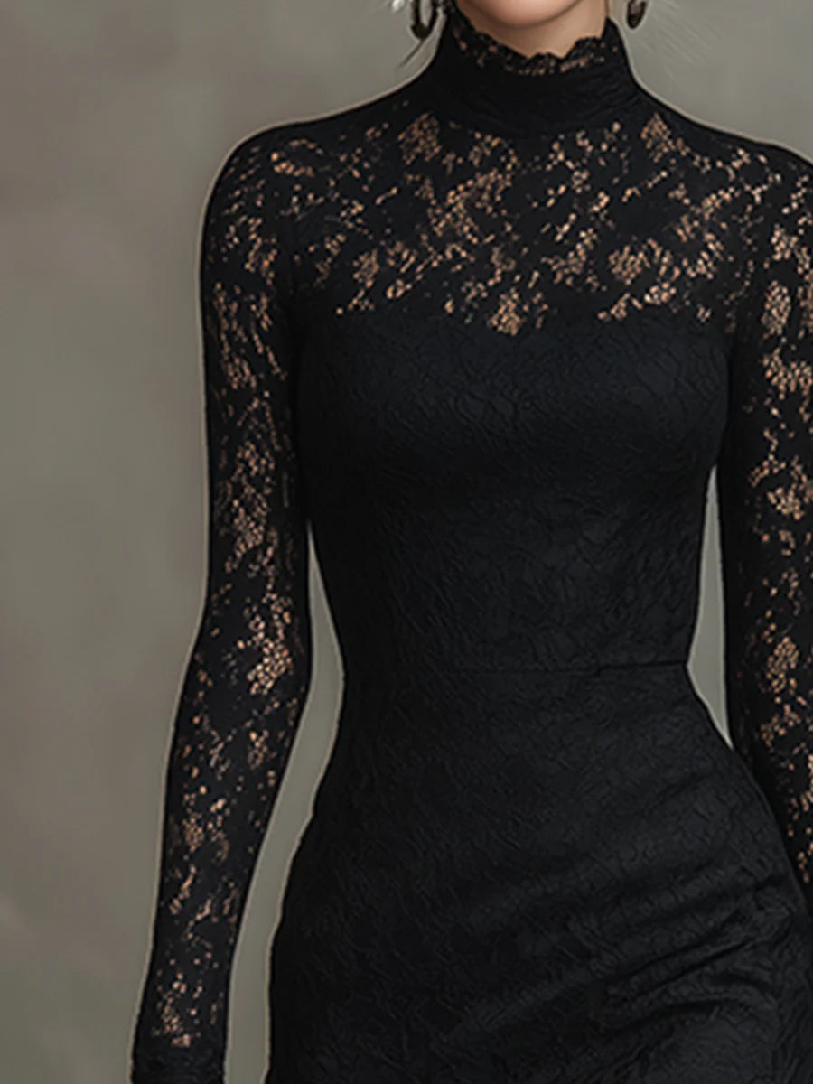 Lisa | Long Lace Dress with a Flared Hem