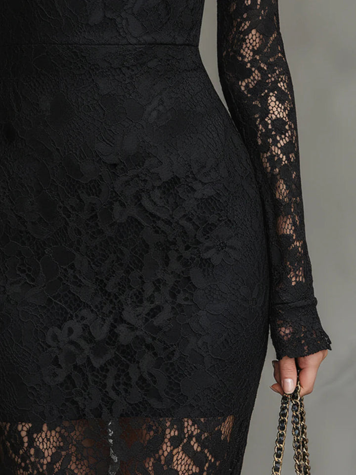 Lisa | Long Lace Dress with a Flared Hem