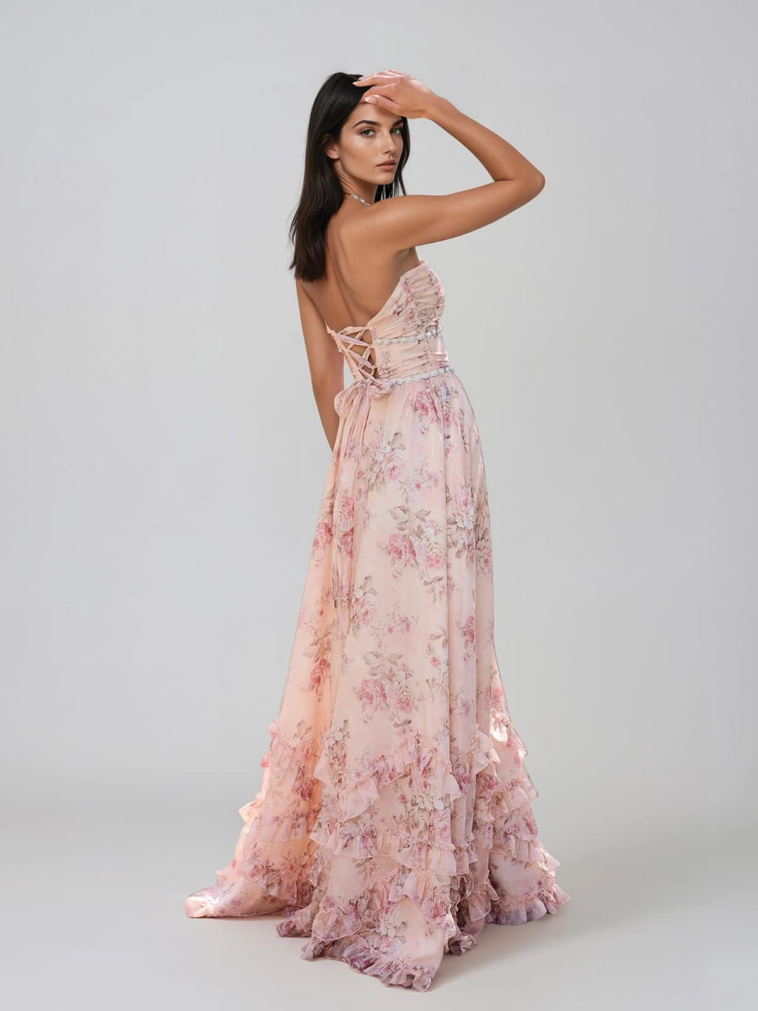 Fentho | Plunge Neck Floral Maxi Dress