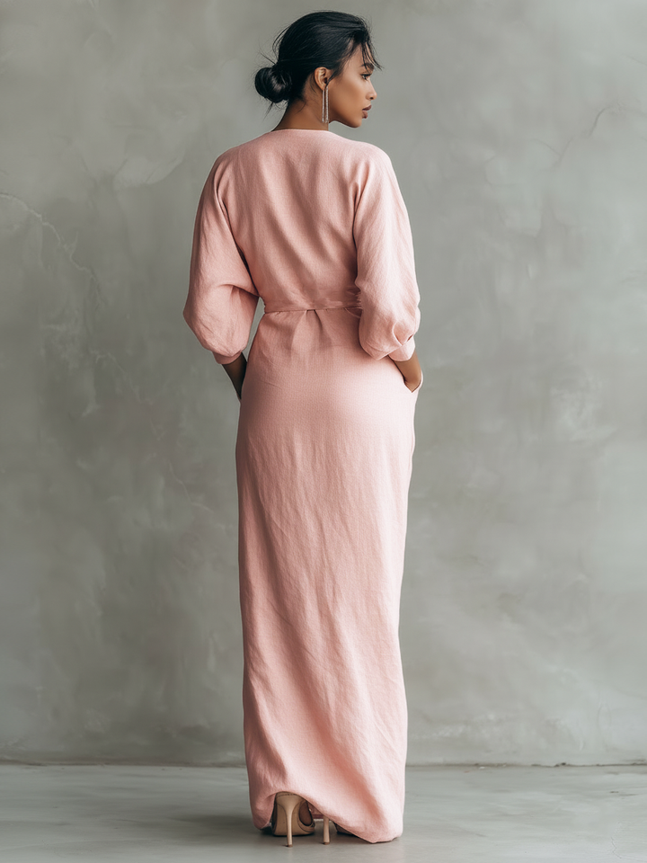 sarah | Minimalist Linen Blend Maxi Dress