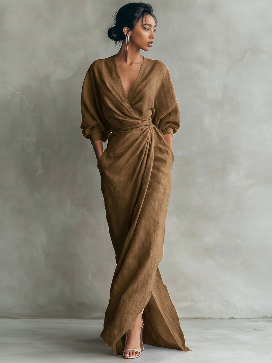 sarah | Minimalist Linen Blend Maxi Dress