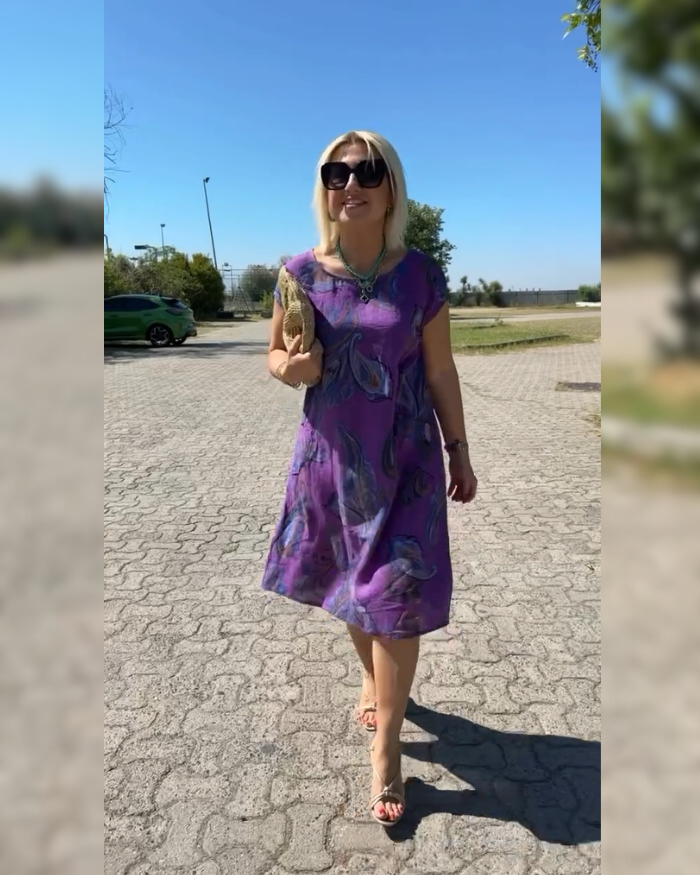 Hazal - Dress with round neck and beautiful print