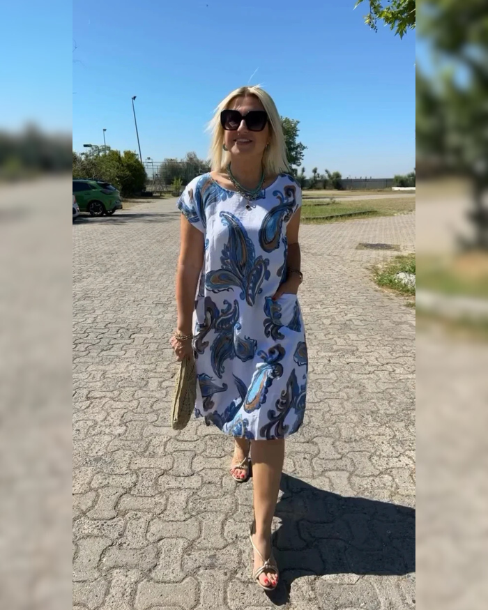 Hazal - Dress with round neck and beautiful print