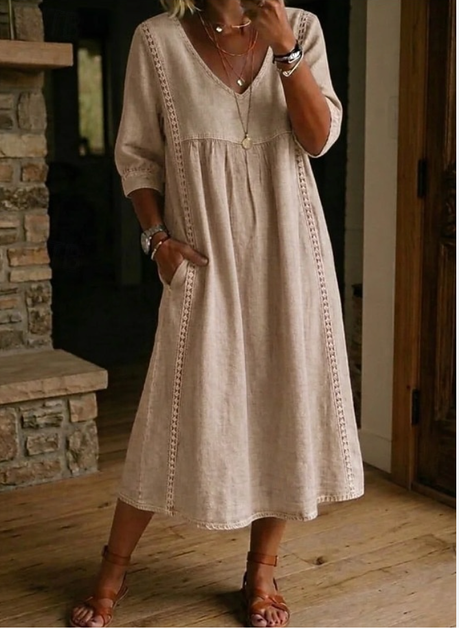 Melissa | Round Neck Long Sleeve Denim Dress