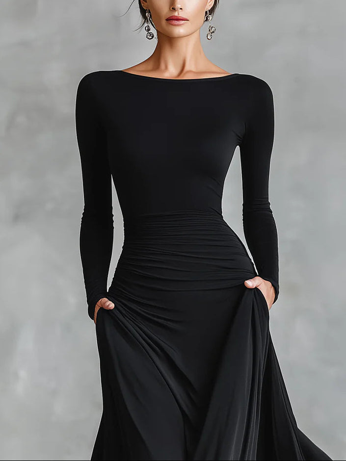 Sylvie | Long Dress with a Boat Neckline