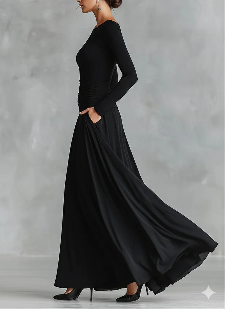 Sylvie | Long Dress with a Boat Neckline