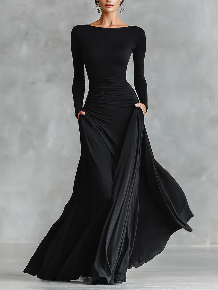 Sylvie | Long Dress with a Boat Neckline