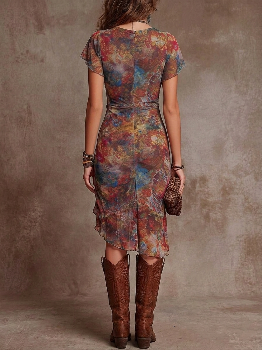 Martina | Pleated V-neck midi dress