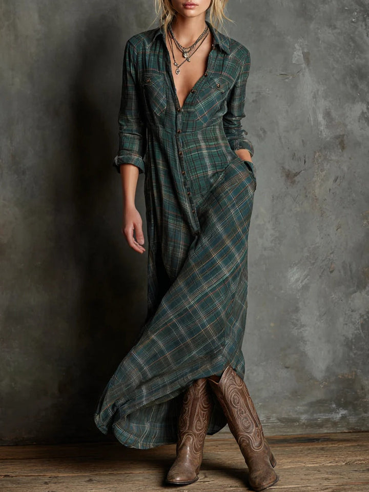 LIVIA™ | CHECK MAXI SHIRT DRESS