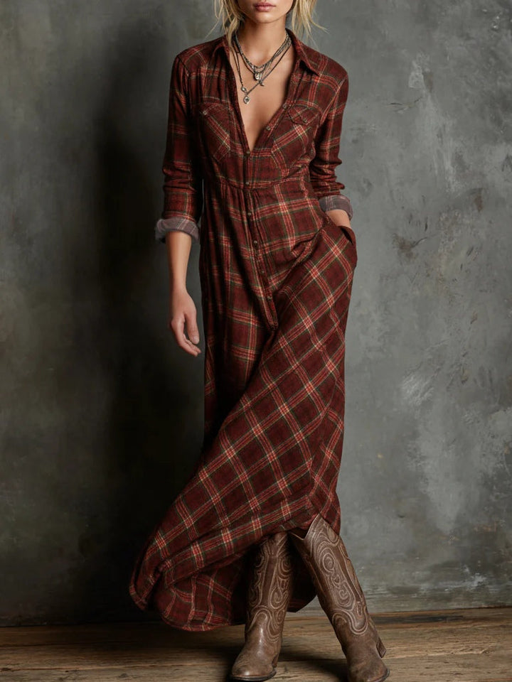 LIVIA™ | CHECK MAXI SHIRT DRESS
