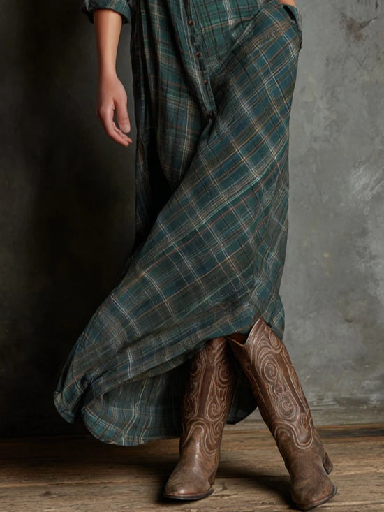 LIVIA™ | CHECK MAXI SHIRT DRESS