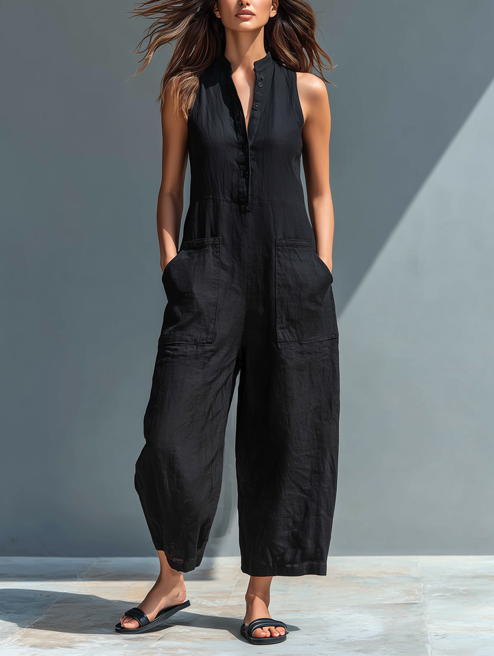 LUMA | Women's Linen Blend Sleeveless Jumpsuit