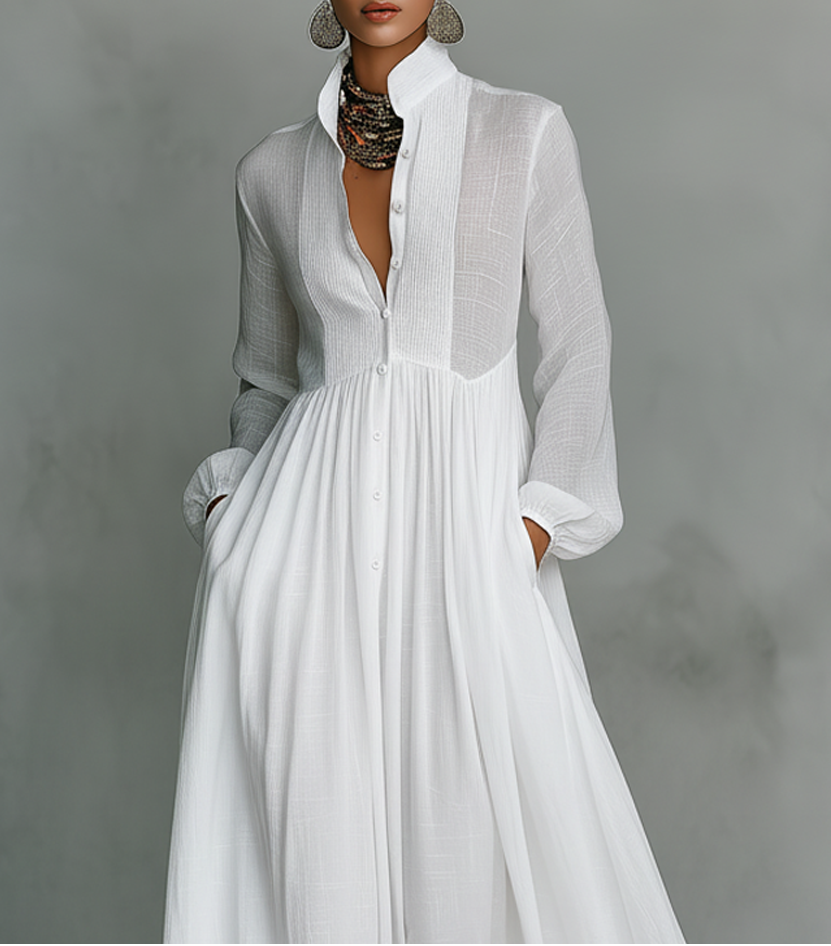 Renata | Long Dress with High Collar