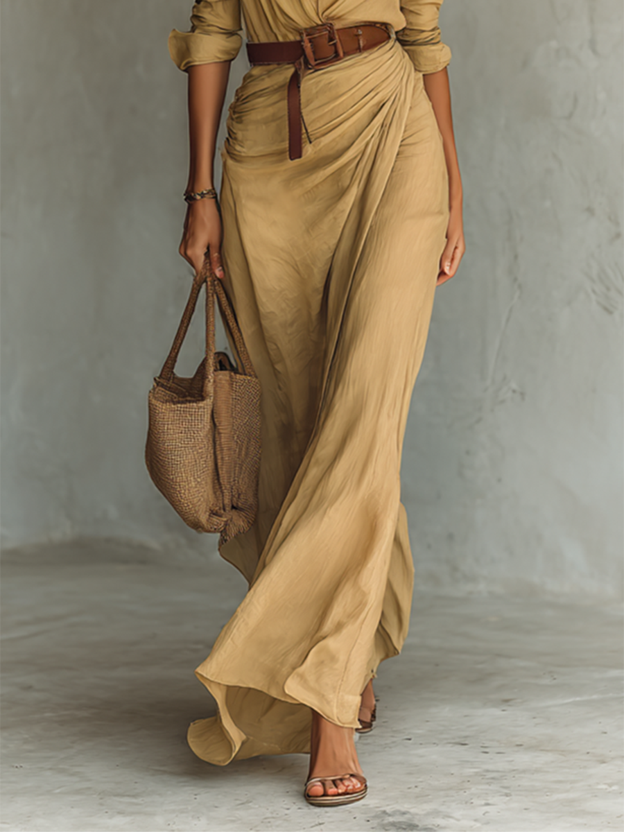 AMBER | Women's Lapel Neck Maxi Dress