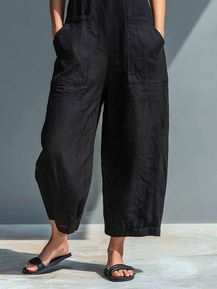 LUMA | Women's Linen Blend Sleeveless Jumpsuit