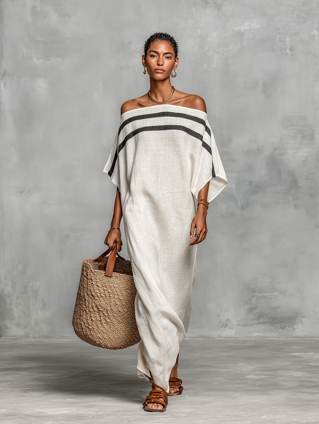 ALBA | Women's Linen Off-the-Shoulder Maxi Dress