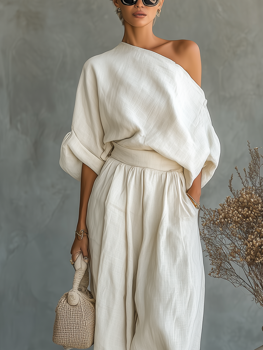 LUNA | Women's Off-White Linen Two-Piece Set