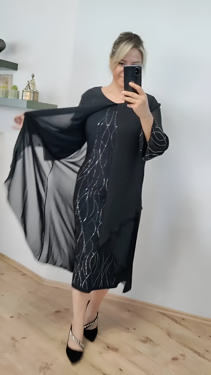 Claudia™ - Elegante vloeiende jurk met overlay